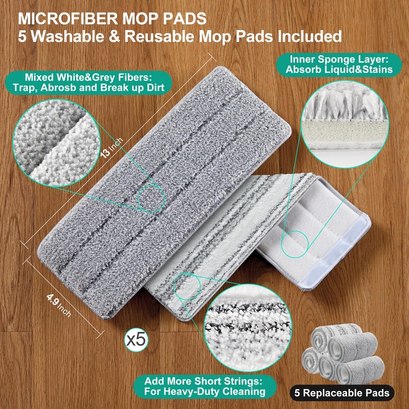 JOYMOOP Mop and Bucket with Wringer Set, White Flat Squeeze