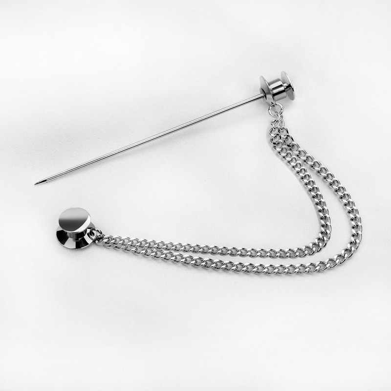 ViVDuo Men's Tie Pins Shirt Collar Pin with Double Chains