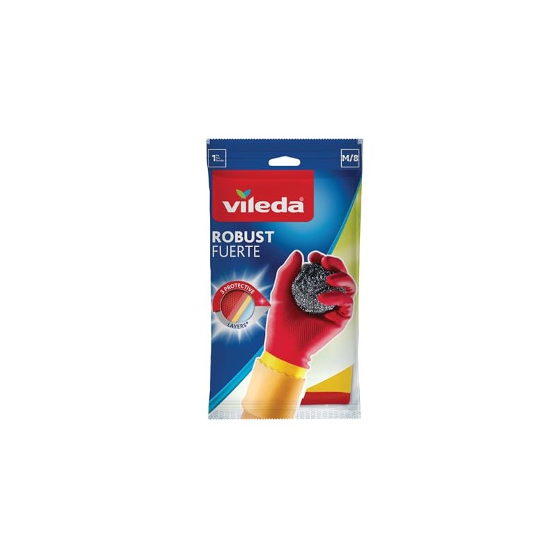 Vileda Guantes Fuertes, Máxima Protección y Resistencia, Talla MED