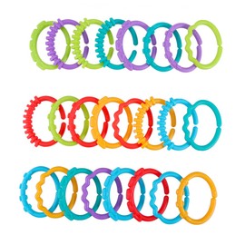 TOYANDONA 24 Uds De Juguetes Para Bebés Anillos Para Bebés Juguetes De Enlace Juguetes Para Cochecito Mordedor Circular De Arco Iris Anillo De...     