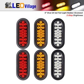 Ledvillage Pack of 6 6 Inch Oval 2 Amber 2 Red 2 White LED Surface Mount Plug & Rubber Trailer Marker Lights 24 Diodes Stop Tail Waterproof Truck Van RV Tow Dump Universal 12v DC