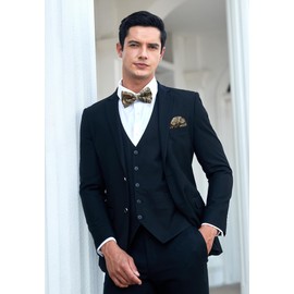 HISDERN Bow Ties for Men Brown Bow Tie Pre-tied Gold Paisley Bow Ties and Pocket Square Set Formal Men's Floral Bowtie Classic Bowties for Wedding Party