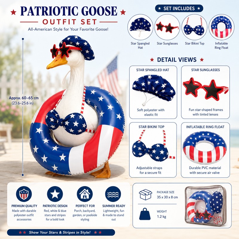 4th of July Garden Goose Outfit Set for Outdoor Decor