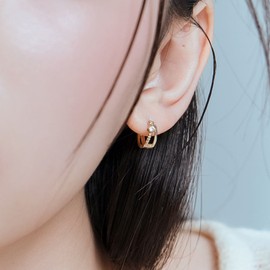 Gold&Deer 14K GF Twist Duo One-Touch Ring Earrings Yellow Gold / 골드앤디어 14K GF 트위스트 듀오 원터치 링 귀걸이 옐로우골드