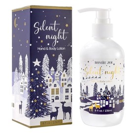 ROMIIE ZOI Loción Navideña Para Manos Y Cuerpo Con Manteca De Karité Hidratante Para Todo Tipo De Piel - Noche De Paz - Aroma A Abeto - 236 Ml / 8 Onzas Líquidas