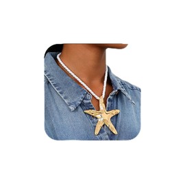 Toar Xdhc Starfish Necklace For Women Gold Silver Dainty Trendy Summer Beach Pendant Jewelry (Big gold)