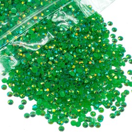 qiipii 3000PCS 5mm Emerald Green AB Resin Rhinestones for Crafting Flatback Jelly Stones Bulk SS20 Non-Hotfix Diamonds Crystals Gems Charms for Nails Face Eyes Makeup Tumblers Bottles Cups DIY Crafts