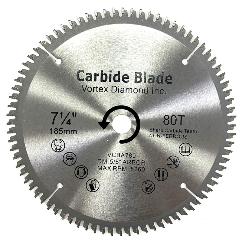 (2 Pack) VORTICE VAB 7-1/4 Inch 80 Teeth TCT Non-Ferrous