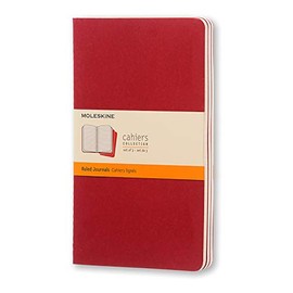 Moleskine Cahier Journal, Soft Cover, Large (5" x 8.25") Ruled/Lined, Cranberry Red, 80 Pages (Set of 3)