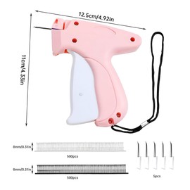 POHOVE Quick Clothing Fixer, Stitchmaster with 5 Needles and 1000 Plastic Needles, Mini Stitch Hemming Gun for Clothes, Embroidery Machine for Clothing (Colour: Pink + White)