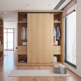 Black Aluminum Sliding Bypass Track and Hardware Set for 2 Door System