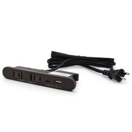 SOFOC Surge Protector Power Strip 2 Hole Outlet 1 USB C and 1 USB Port 175cm Extension Cord Embedded Design Home Office Desktop Cabinet Yellow Brown 1 PCS