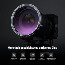 NEEWER 49 mm True Colour Variable ND and CPL Filter with Pusher, ND3-64 (1.5-6 Stop), 2 in 1 Adjustable Limited Neutral Density and Polarising Filter, Coated Optical HD Glass Accessories/AlFrame