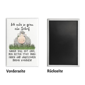 Sheep Souvenir Magnet Square with Saying Ich wär so gern EIN Schaf Fluffy Ironic Funny Sarcastic Decoration An Ambiguous Message