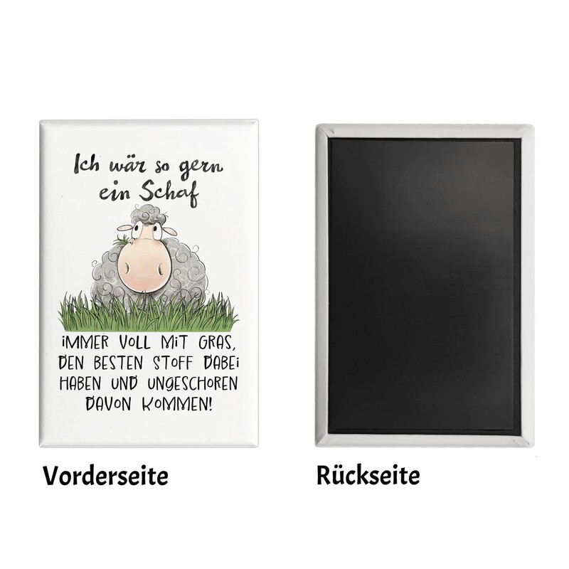 Sheep Souvenir Magnet Square with Saying Ich wär so gern