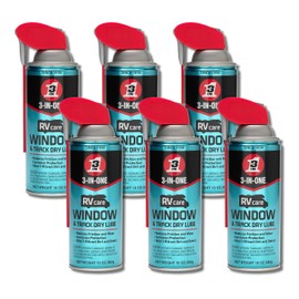 3-IN-ONE RVcare Window & Track Dry Lube with SMART STRAW SPRAYS 2 WAYS, 10 OZ [6-Pack] (120091)