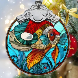 Siamese Algae Eater Christmas Tree Decor, Siamese Algae Eater Christmas Ornaments, Siamese Algae Eater Stained Glass Hanging Ornaments, Siamese Algae Eater Holiday Decorations and Xmas Gifts Ideas