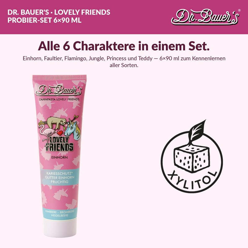 Dr. Bauer's Lovely Friends Toothpaste with Glitter Motifs, Many Great