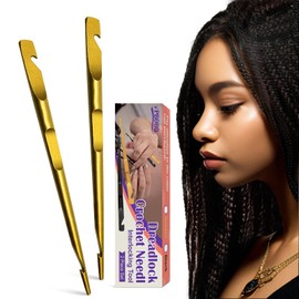 Dreadlock Retightening Tool, Interlocking Crochet Needle Set, Dual Ended Metal Needles for Locs and Sisterlocks (Gold 2-Pack)