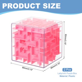 YOKIVE 2 Pcs Labyrinth Puzzle Box, Puzzle Cube Funny Labyrinth Game Puzzle Box Mind Teasers Leisure Toys, Great for Teens and Adults Birthday Gifts Party Favors (Pink, 3.15-Inch)