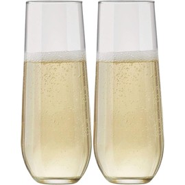 Oojami 144-Piece 9 oz Stemless Unbreakable Crystlastic Wine Glasses – Premium Disposable Champagne Flutes for Parties, Weddings & Events