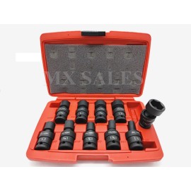 Cal Hawk 10pc 1/2" Drive Shallow Swivel Universal Impact Socket Set CR-MO SAE