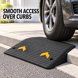 SucceBuy 3-Inch Rubber Threshold Ramp, 35.5 x 18 In Non-Slip Curb Ramp with 15-Ton Capacity