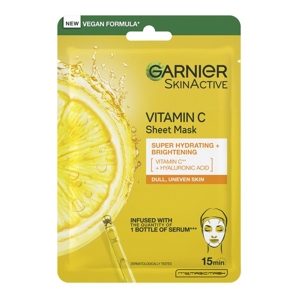 Garnier SkinActive Moisture Bomb Vitamin C Sheet Mask, Hydrating &