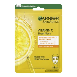 Garnier SkinActive Moisture Bomb Vitamin C Sheet Mask, Hydrating & Brightening Face Mask, Enriched With Vitamin Cg & Hyaluronic Acid Serum, Vegan Tissue