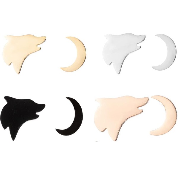 Pendientes de tuerca de luna creciente para mujer, acero inoxidable,