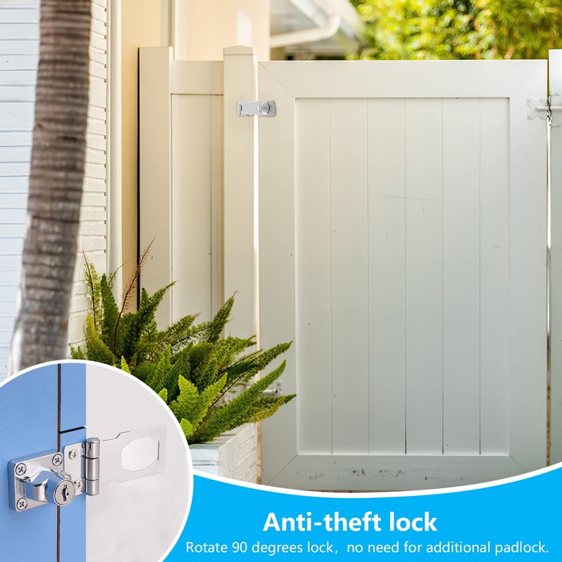 Keyed Hasp Locks, 2 Pcs Knob Locking Hasp, Cabinets Hasp