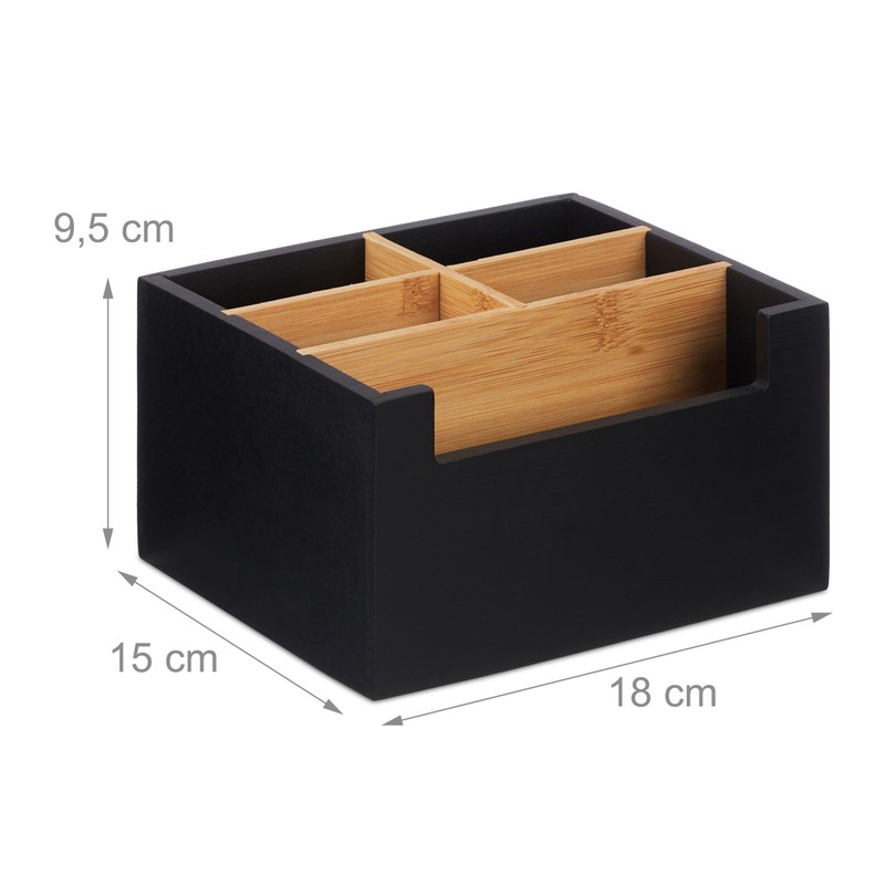 Relaxdays Desk Organiser, Bamboo, 5 Compartments, for Office Supplies &