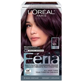 L'Oreal Paris L’Oréal Paris Feria Multi-Faceted Shimmering Permanent Hair Dye, 521 Medium Cool Iridescent Brown, Permanent Hair Color for Long Lasting Hair Dye with Bonding Complex Conditioner, Pack of 1 (Packaging May Vary)