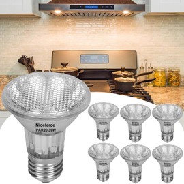 Nioclerce PAR20 Flood 39W 120V 480 Lumens- 6 Pack PAR20 Flood Light Bulbs 2800K Warm White, PAR20 Dimmable with E26 Base, Long Lasting 39W PAR20 Bulb for Recessed Lighting & Hood Range Light Bulbs