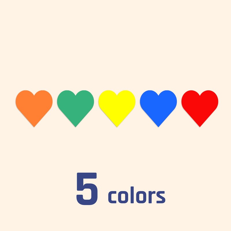 3000 Pieces - 0.5" Heart Stickers Labels, 5 Colors