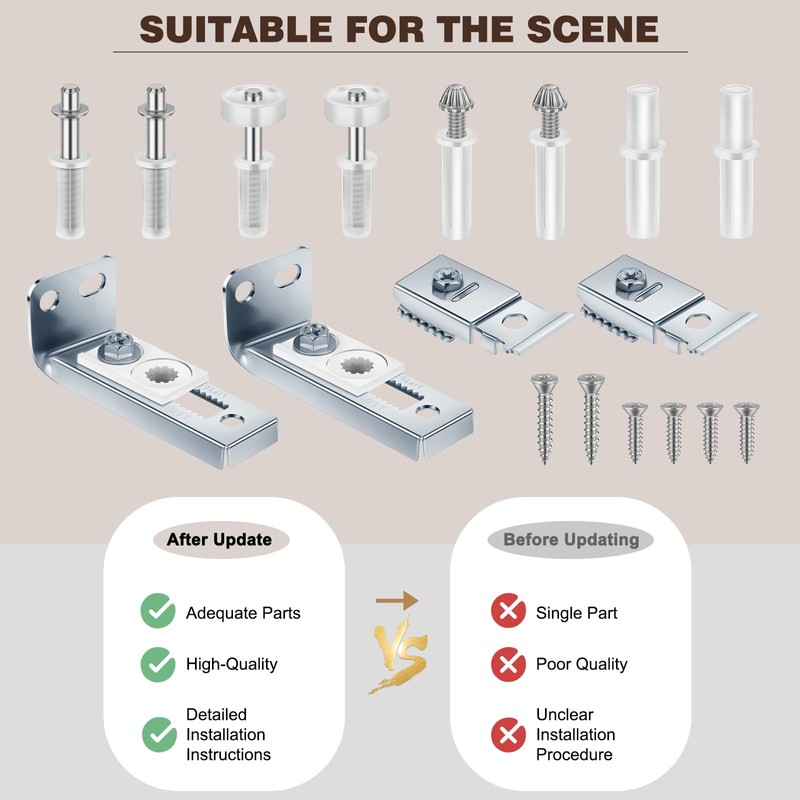 Bifold Closet Door Hardware Kit with Top/Bottom Bracket, Guide Wheel