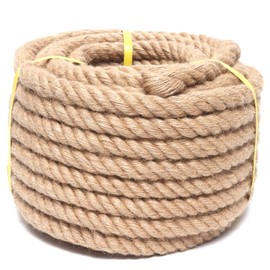 Rope 1 Inch 25 Feet Jute Rope, Heavy Duty Jute Rope,Natural Hemp Rope, Twisted Hemp Rope for Crafts, Gardening, Bundling, Climbing, Hammock, Nautical, Tug of War, Railings, Home Decorating