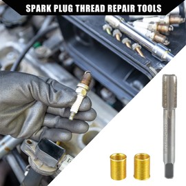 Hihaha Outer/Universal Spark Plug Thread Repair Tools with M10x1.0 Inner Thread Inserts and M12x1.0 Tap/Durable/Metal / 1 Set Gold Tone