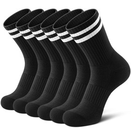 Airacker Athletic Socks Sport Running Calf Socks Performance Cushioned Breathable Crew Socks for Men Women(6 Pairs)