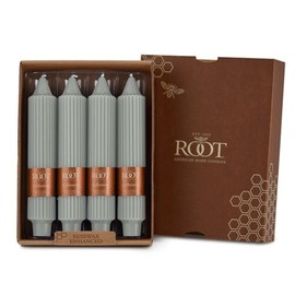 Root Candles 4-Count Unscented Dinner Candles Dripless Beeswax Enhanced Timberline™ Collenette Boxed Candle Set, 7-Inch, Sage Green