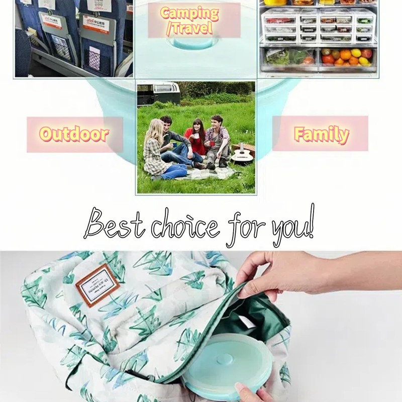 Ristpal 4pack Collapsible Silicone Food Storage Container Set，Multi-Use