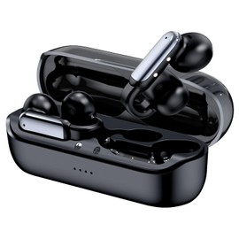 GenXenon Clip-On Bluetooth Earbuds - Open Ear Design, Lightweight and Comfortable, 35 Hours Playtime, Stable Fit for Gym, Sports Outdoor -Clear Voice Calls Wireless Earbuds Noise Reduction (Black-8)