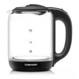 Chefman Tetera Eléctrica Chefman 1.7l Jarra Cristal Con Luz Led Color Transparente/Negro