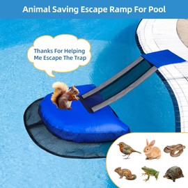 Pool Animal Escape Ramp Frog-Saver-Log - for Swimming Pools Wildlife Rescue Device,Durable Above Ground Pool Critter Ramp, Prevent Drowning with Easy Install, Pool Safety,Reusable (Blue-1Pack)