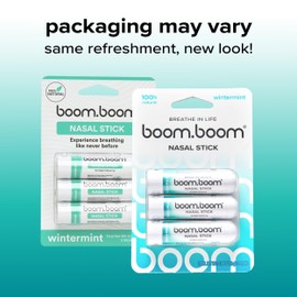 BoomBoom Nasal Stick | Vapor Flow Technology | Cool Refreshing Sensation | Natural Mood Boost | Simple Ingredients | Essential Oils + Menthol Inhaler (Wintermint)