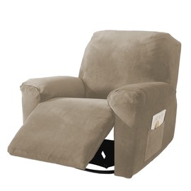 NORTHERN BROTHERS Oversized Recliner Chair Covers, Large Recliner Couch Covers, Lazy Boy Velvet Chair Covers, Sofa Cover 1 Seater XL, Khaki