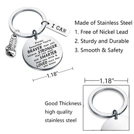 BNQL Boxing Keychain Boxing Lovers Gifts Boxing Glove Charm Boxing Inspirational Gifts You Are Braver Stronger Smarter Than You Think (SILVER)