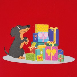 GFM® Unique 3D Pop Up I Love You Greeting Card - Valentine's Day, Mother's Day, Anniversaries, Wedding, Birthday (Card-Dachshund)