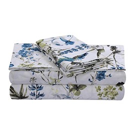 Tribeca Living AMAL4PSSQUBL Extra Deep Pocket Sheet Set, Queen, Amalfi Blue/Multi
