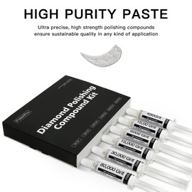 PolishPro Diamond Polishing Compound Kit of 6 Polishing Paste 80,000 to 450 Grit for Glass Watch Marble Metal Resin Rock Jewelry with High Concentration of Diamond Powder Scratch Remover Repair